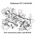 Болт крепления зуба ПР М10х40 на подборщик ПР-1.4.06.00.000