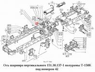 Ось вертикального шарнира полурамы 151.30.137-1 Т-150К